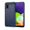 Samsung Galaxy A03s Carbon szénszál mintájú TPU tok kék Alphajack