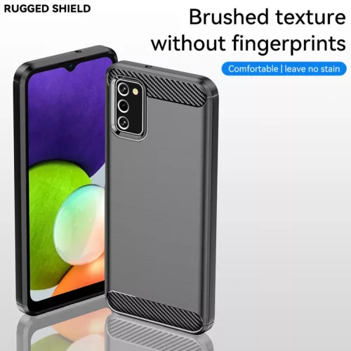 Samsung Galaxy A03s Carbon szénszál mintájú TPU tok kék Alphajack- 3 kép