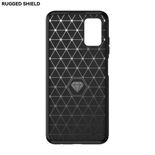 Samsung Galaxy A03s Carbon szénszál mintájú TPU tok kék Alphajack- 4 kép