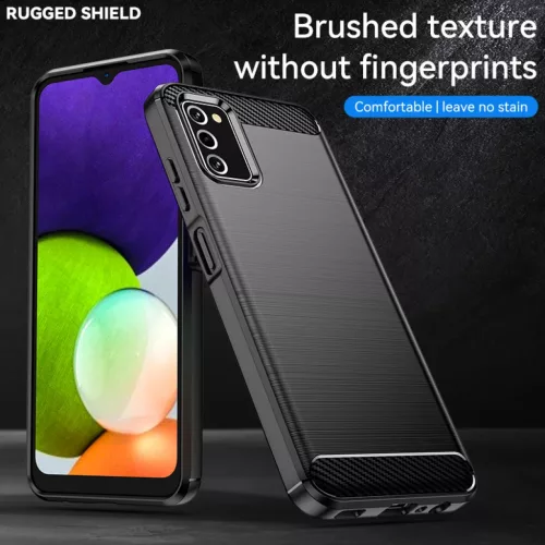 Samsung Galaxy A03s Carbon szénszál mintájú TPU tok kék Alphajack- 9 kép