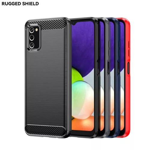 Samsung Galaxy A03s Carbon szénszál mintájú TPU tok piros Alphajac- 6 kép