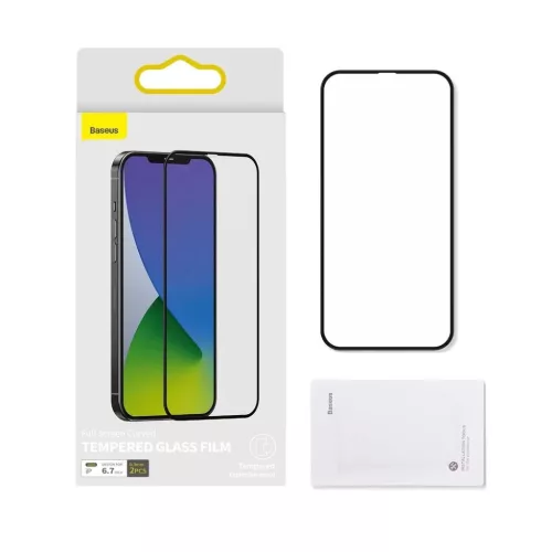 Baseus 2x 0,3 mm kijelzővédő üvegfólia iPhone 12 Pro MAX fekete (-6953156228863 4 kép