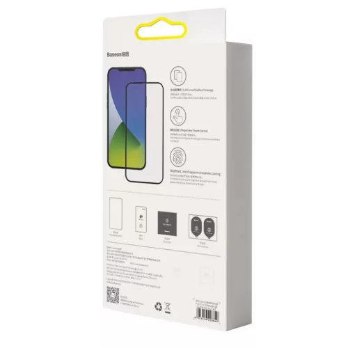 Baseus 2x 0,3 mm kijelzővédő üvegfólia iPhone 12 Pro MAX fekete (-6953156228863 5 kép