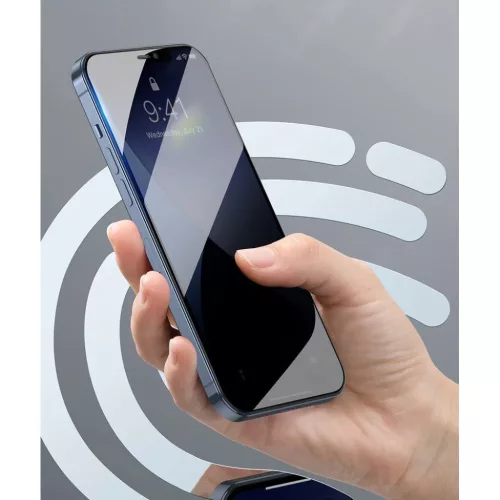 Baseus 2x 0,23 mm kijelzővédő üvegfólia iPhone 12 Pro MAX fekete -6953156228955 10 kép