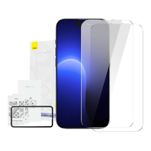 Baseus Crystal iPhone 14 Pro Edzett üvegfólia (2 db)-6932172615659 7 kép