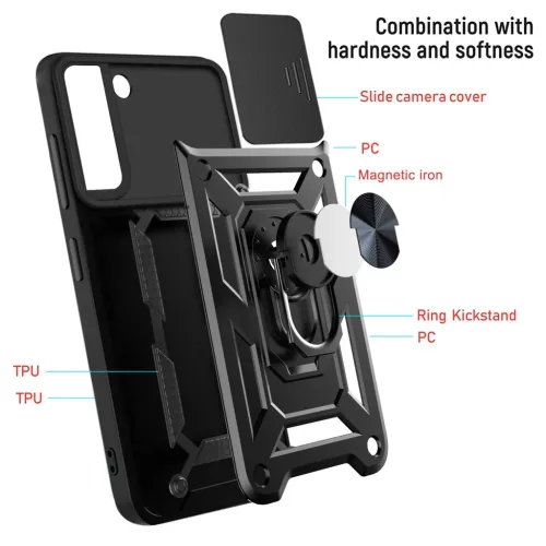 Samsung Galaxy S22 Plus Ring Lens tok kameralencse védővel, kihajtha- 7 kép