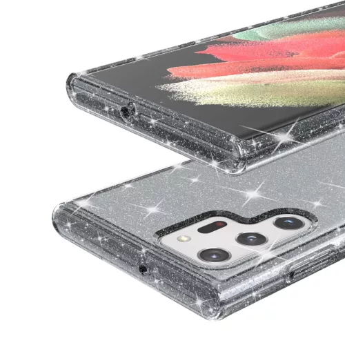 Samsung Galaxy S22 Ultra TPU áttetsző shining tok fekete Alphajack- 7 kép
