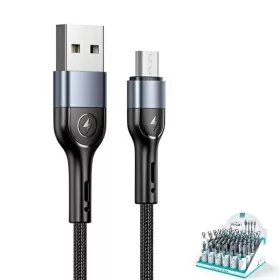   Fekete USAMS Fonott Kábel U55 2A micro USB 1m SJ450ZJ01 (US-SJ450)