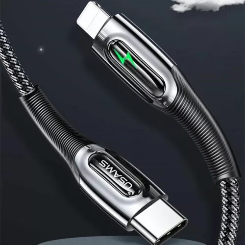 USAMS Fonott USB-C - Lightning Okos Áramtalanító 20W PD Kábel 1.2m-6958444973128 2 kép