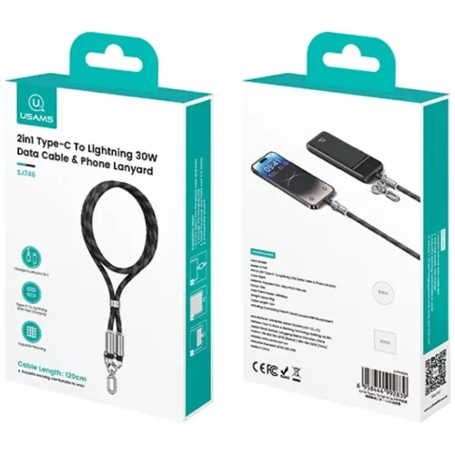 Usams SJ746 30W USB-C Lightning 1,2m Kék telefontartó nyakpánt töl-6958444992853 7 kép