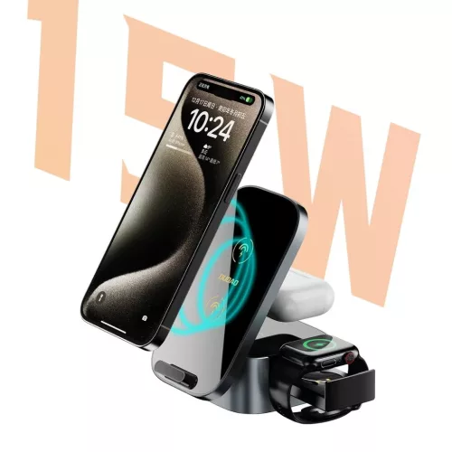 Dudao A11Pro+ 15W-os 3 az 1-ben töltőállomás Telefonhoz/Okosóráh-6976625332571 3 kép