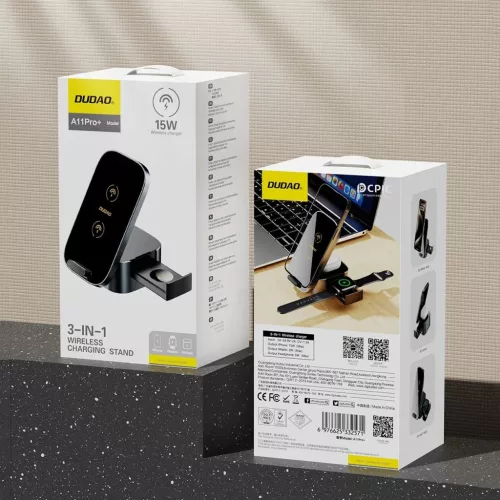 Dudao A11Pro+ 15W-os 3 az 1-ben töltőállomás Telefonhoz/Okosóráh-6976625332571 9 kép