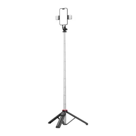   Selfie bot WC13YDS teleszkópos tripod 1,3m dupla lámpával és telefontartóval - fekete