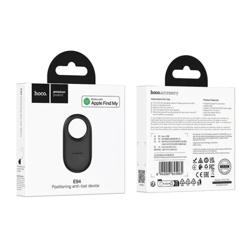 Apple Find My kompatibilis Hoco E94 fekete nyomkövető-6942007645065 5 kép