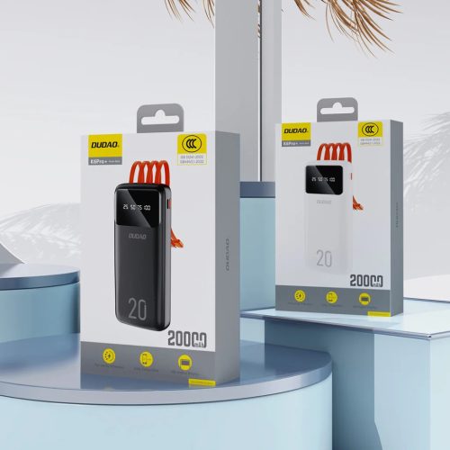 Dudao nagy kapacitású powerbank 3 beépített kábellel 20000mAh USB-6977196682393 8 kép