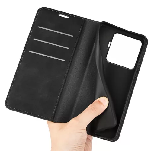 Xiaomi 15T mágneses flip bőrtok – Retro-skin, fekete- 6 kép