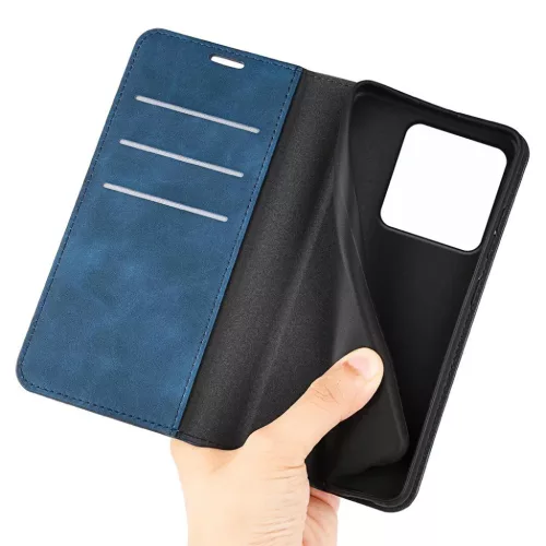 Xiaomi 15T mágneses flip bőrtok – Retro-skin, kék- 2 kép