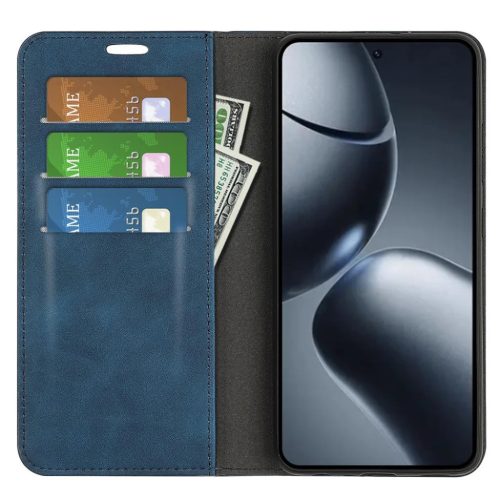 Xiaomi 15T Pro mágneses flip bőrtok – Retro-skin, kék- 6 kép