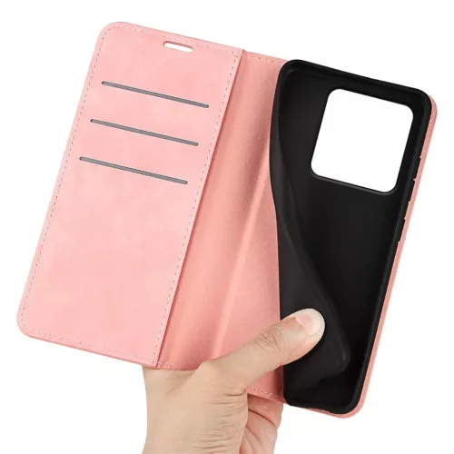 Xiaomi 15T Pro mágneses flip bőrtok – Retro-skin, rózsaszín- 5 kép