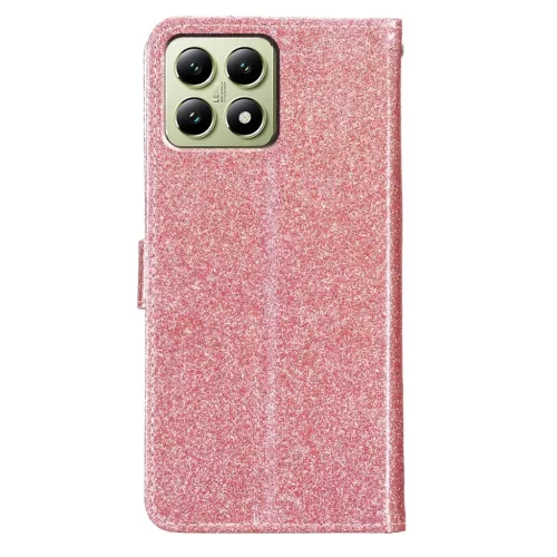 Xiaomi 15T Pro csillámos flipes bőrtok – rose gold- 2 kép
