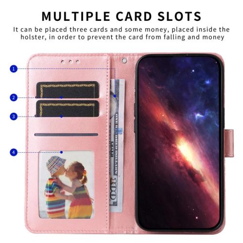 Honor 400 Lite napraforgó mintás dombornyomott fliptok – rózsasz�- 6 kép