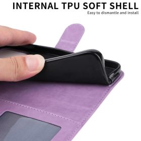 Honor 400 Lite napraforgó mintás dombornyomott fliptok – lila (Glo- 2 kép