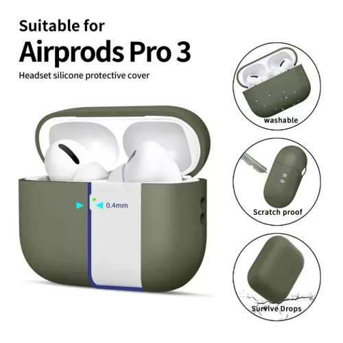 Apple AirPods Pro 3 szilikon tok olívazöld-5906302333073 4 kép