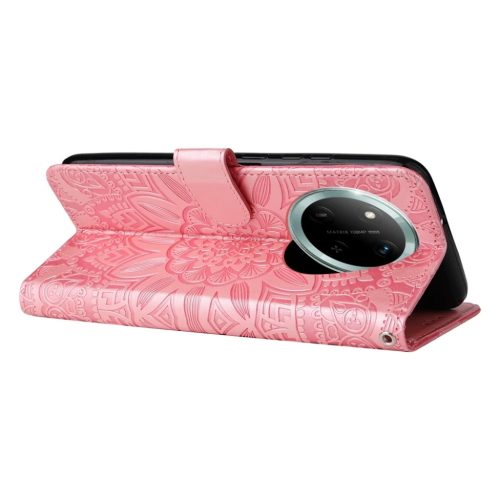 Honor Magic 7 Lite napraforgó mintás dombornyomott fliptok – rózs- 4 kép