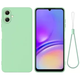 Samsung Galaxy A07 szilikon tok – zöld csuklópánttal