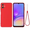Samsung Galaxy A07 szilikon tok – piros csuklópánttal