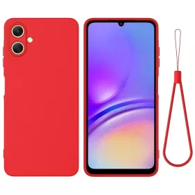 Samsung Galaxy A07 szilikon tok – piros csuklópánttal