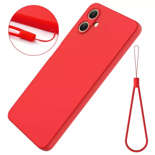 Samsung Galaxy A07 szilikon tok – piros csuklópánttal- 3 kép