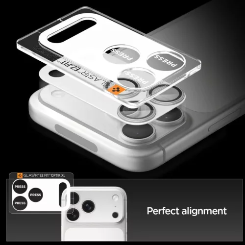 iPhone 17 Pro Spigen Optik Pro XL Glas.tr "EZ Fit" kameravédő ezüst-8800283317794 5 kép
