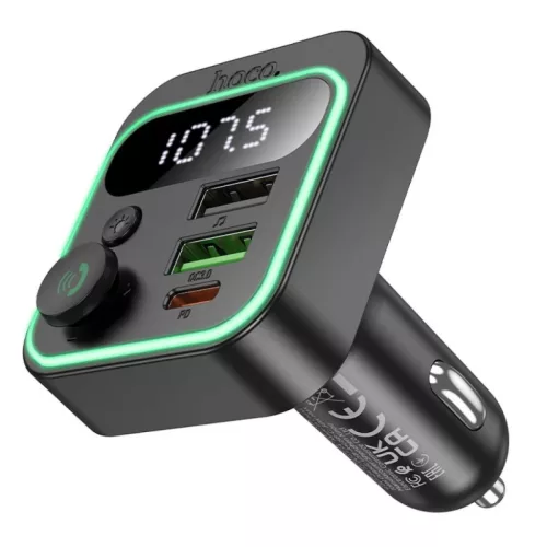 Bluetooth FM Transmitter és Autós Töltő Hoco E85, 2 x USB-A - 1 x -6942007634304 2 kép