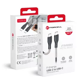   Forcell F-Energy USB-C - USB-C kábel, QC4.0/PD 5 A, 240 W, 1 m, karbon/fekete (CB-05C) flexibilis nyakkal