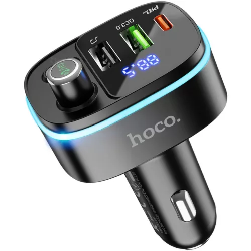 Hoco E62 Fast Bluetooth FM Transmitter és Autós Töltő, Fekete-6931474756299 2 kép
