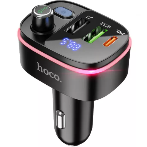 Hoco E62 Fast Bluetooth FM Transmitter és Autós Töltő, Fekete-6931474756299 4 kép