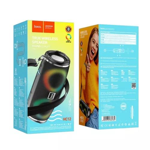 Bluetooth Hangszóró Hoco HC12, 10W, RGB, Vízálló, Fekete-6931474765789 6 kép