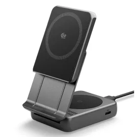   SPIGEN ESSENTIAL EF302MOQ Qi2.2 2IN1 MÁGNESES MAGSAFE VEZETÉK NÉLKÜLI TÖLTŐ FEKETE