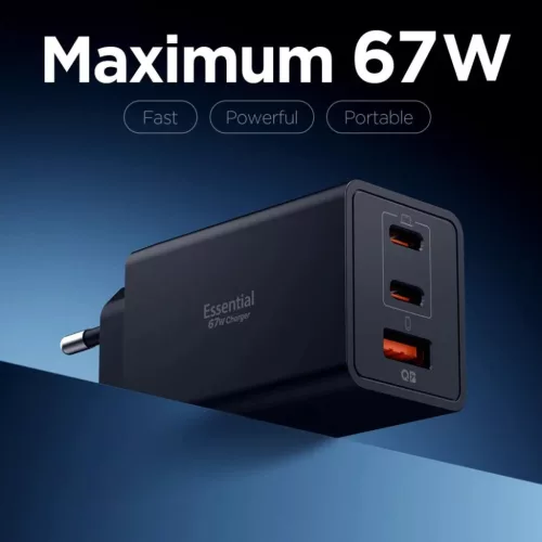 Spigen Essential EE673EU 3-portos hálózati töltő 67W Fekete-8800283302929 3 kép