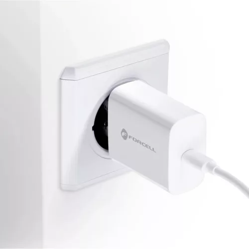 Forcell F-Energy USB C QC4.0 PD 3A 20W + kábel USB C Lightning fehér-5903396072451 5 kép