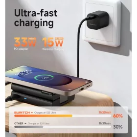 SURITCH 3in1 töltőállomás Samsunghoz, 15W összecsukható vezeték-6977140252924 2 kép