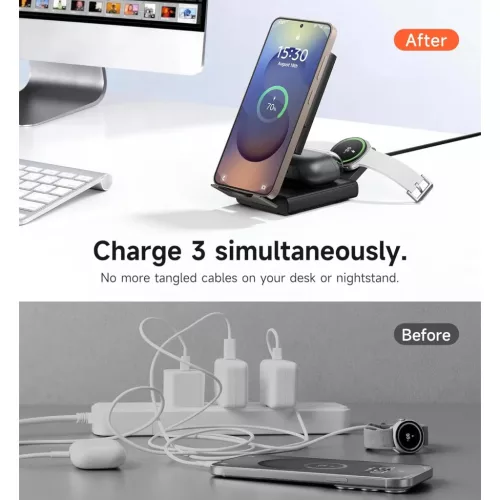SURITCH 3in1 töltőállomás Samsunghoz, 15W összecsukható vezeték-6977140252924 3 kép