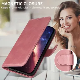 Honor X5c Plus klasszikus PU bőr fliptok (rózsaszín)- 2 kép