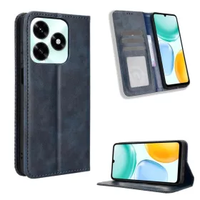   Honor X5c Plus mágneses, retro mintázatú PU flip bőrtok (sötétkék)
