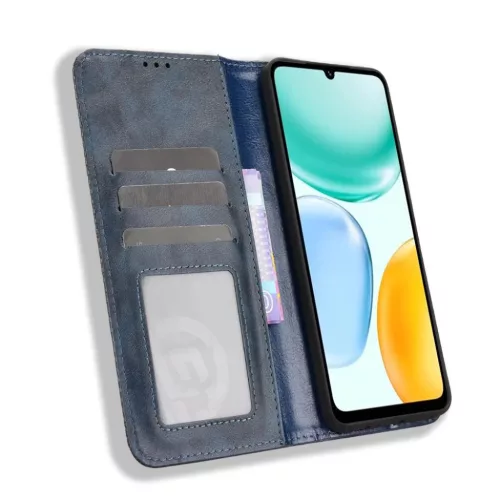 Honor X5c Plus mágneses, retro mintázatú PU flip bőrtok (sötétk�- 5 kép