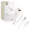 Tech-protect Nca45w-gan 2-port hálózati töltő PD 45W / QC3.0 + Lightning kábel fehér