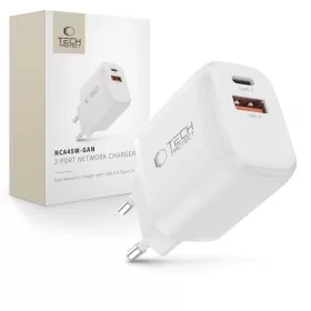 Tech-Protect NCA45W-GAN 2-portos hálózati töltő Pd 45W / Qc3.0 Feh-5906302335985 1 kép