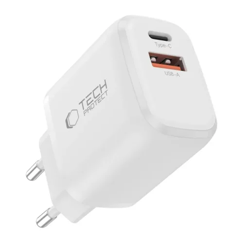Tech-Protect NCA45W-GAN 2-portos hálózati töltő Pd 45W / Qc3.0 Feh-5906302335985 2 kép