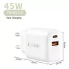 Tech-Protect NCA45W-GAN 2-portos hálózati töltő Pd 45W / Qc3.0 Feh-5906302335985 6 kép